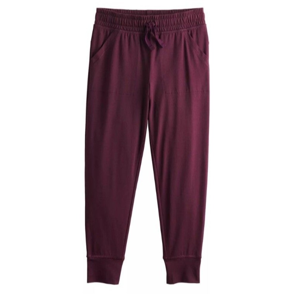 Jumping Beans Active Girls 6 Jogger Pant Berry Burgundy Elastic Waist Pockets